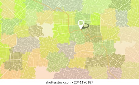Zona verde de la ciudad, mapa de antecedentes, calles. Panorama urbano en Skyline. Ilustración cartográfica. Resumen del trasfondo del transporte, mapa de calles. Proporción de pantalla ancha, mapa digital del diseño. Vector