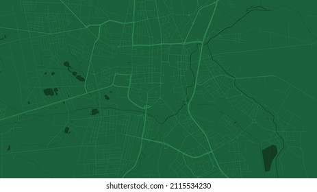 Grünes Częstochowa Stadtgebiet Vektorhintergrund Karte, Straßen und Wassergrafik. Breiter Proportionalitätsgrad, digitaler Flachbildplan.