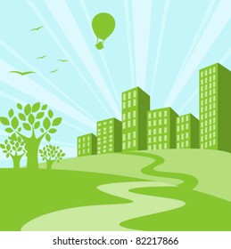 Green city background - concept of ecology