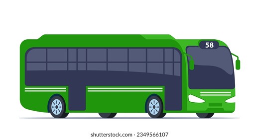 Autobús Green City. Vista lateral del transporte de pasajeros. Transporte público. Autobús turístico moderno. Ilustración del vector