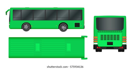 Green City bus template. Passenger transport. Vector illustration eps 10 isolated on white background