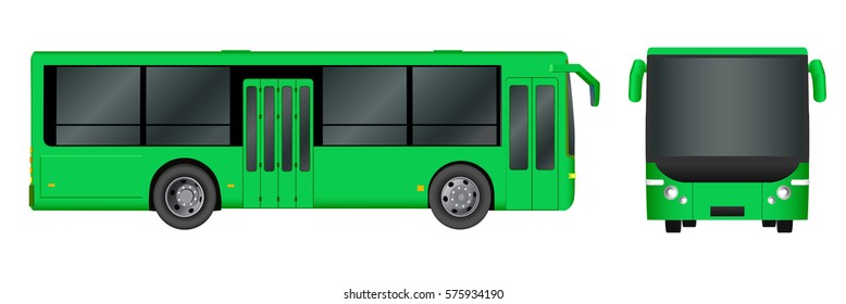 Green City bus template. Passenger transport. Vector illustration eps 10 isolated on white background