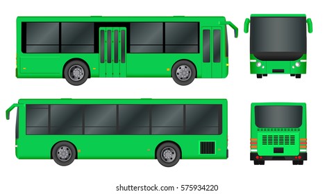 Green City bus template. Passenger transport. Vector illustration eps 10 isolated on white background