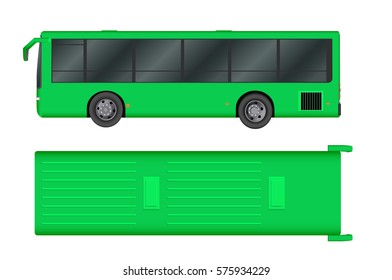 Green City bus template. Passenger transport. Vector illustration eps 10 isolated on white background