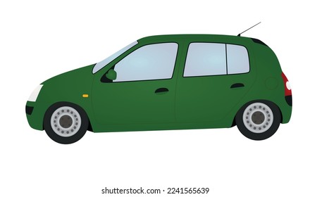 Green city car. vector illustration