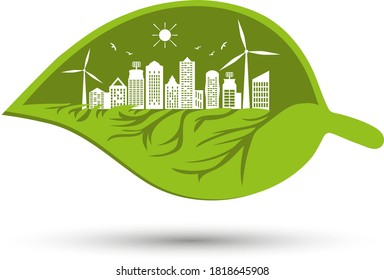 Green City Concept Combination Architecture Nature Stock Vector ...