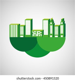green city concept over grass, vector illustration
