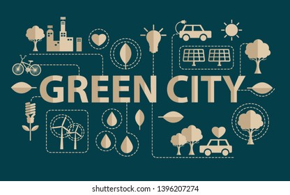 Green city concept. save world vector illustration.