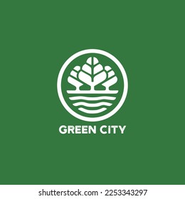 diseño de logotipo vectorial de concepto de ciudad verde, uso adecuado para el diseño de signos, símbolos, iconos o elementos para describir gobierno verde