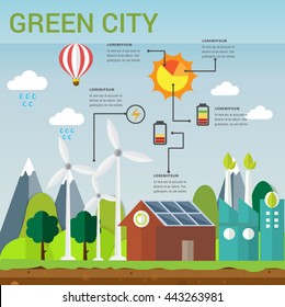 Green city concept.vector illustration ecology friendly concept infographic, icon and sign.can uses for chart,data,education,presentation,diagram and business concept.