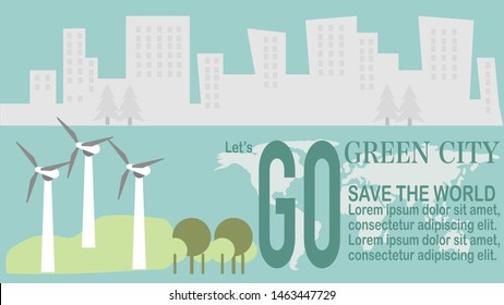 Green city, design for background, template, web header, publiser or postcard.