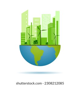 green city with green Eco Earth concept illustration