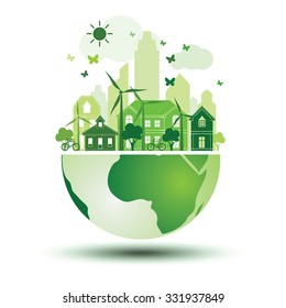 green city with green Eco Earth concept ,vector illustration
