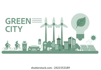 green city eco friendly power saving infographic presentation element background vector illustration