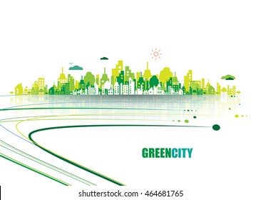 Green city. Ecology concept. Save life and environment background