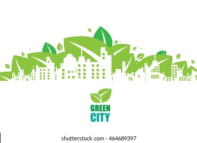 Green City. Ecology Concept. Save Life And Environment Background