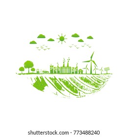 Green city and ecology friendly, World environment and sustainable development concept, vector illustration