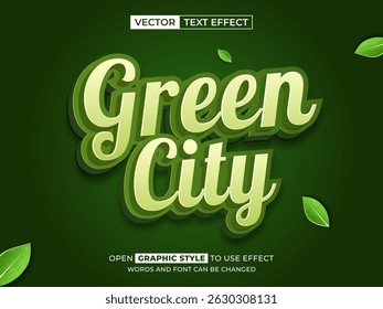 Texto editable de la ciudad verde, efecto de la fuente, texto 3D para el título
