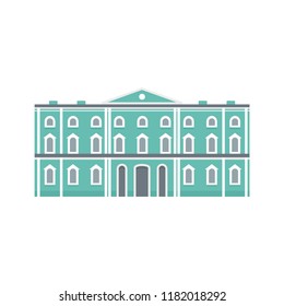 Green city historical building icon. Flat illustration of green city historical building vector icon for web design