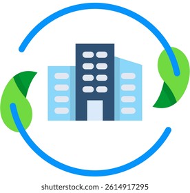 Green City Icon Flat Vector Illustration