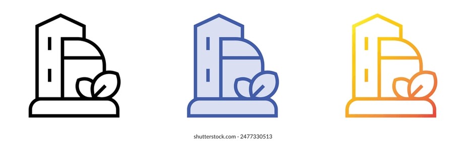 green city icon. Linear, Blue Fill and Gradient Style Design Isolated On White Background