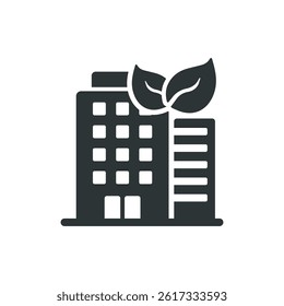 Green city icon. Solid glyph series icon