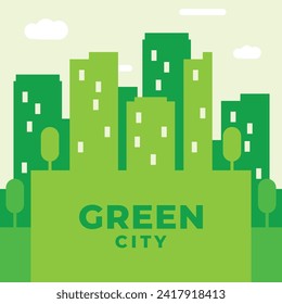 Green City Illustration Design Template