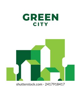 Green City Illustration Design Template