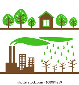 green city and industry (vector)
