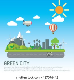 Green city infographic.green information with ecology and green city of energy saving or clean energy with green collection.Ecology info collection,Charts,Symbols,Graphic elements.