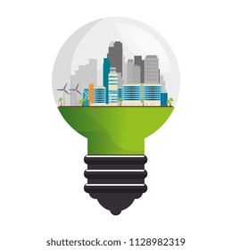 green city inside bulb