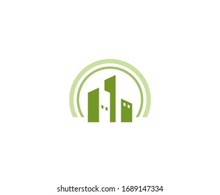Green city logo building vector icon 