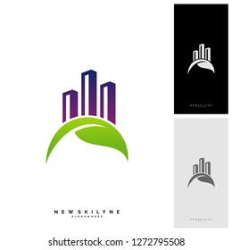Green city Logo Concepts. Symbol icon of residential and city landscape. Building vector - Vector