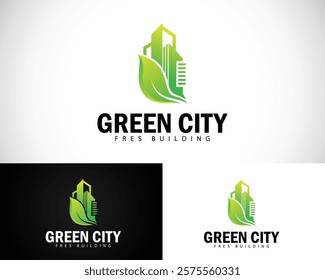 green city logo creative design concept building landscape nature real estate