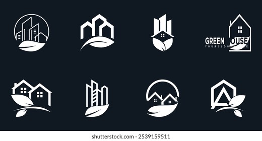 green city logo design collection with modern style premium vector
