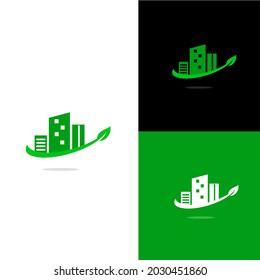 Green city logo design concept, eco city logo design icon template