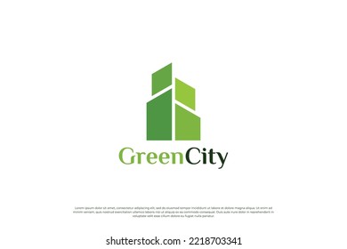 Diseño del logo de la ciudad verde. Plantilla de logotipo de la ciudad ecológica. Icono de símbolo para residencial, apartamento y ciudad.