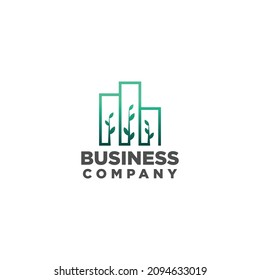 Green City Logo Design Vector, Construction And Building Logo Design, Nature And Technology Logo Concept