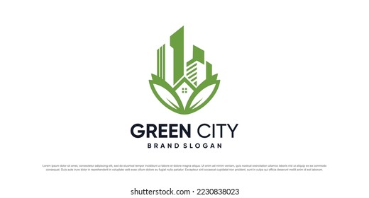 Green city logo design vector with modern style