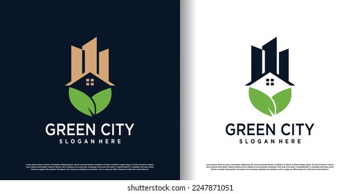 green city logo design vector with modern style premium vector