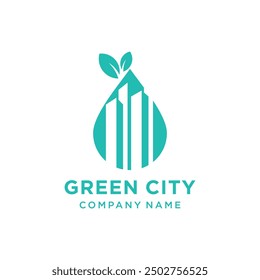 Green city logo design vector with modern unique style