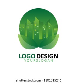 Green city logo design,Vector.
