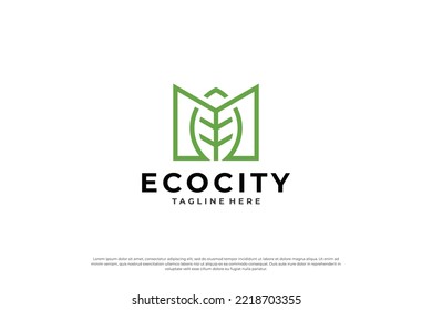 Green city logo. Environmentally friendly residential logo design concept.