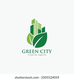 Green City logo, green, estate, eco home, real, leaf, building, city, town logo fully editable vector template