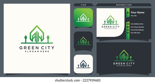 Logo de la ciudad verde con las iniciales de un concepto moderno para vector premium de negocios