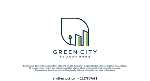 Green city logo with modern concept for business premium vector