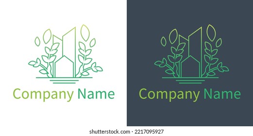 Green city logo. Modern Line Art Style