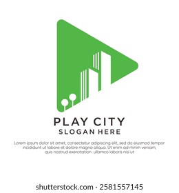 Green city logo with simple creative design