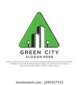 Green city logo with simple creative design