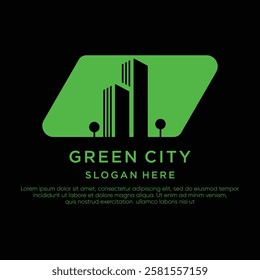 Green city logo with simple creative design
